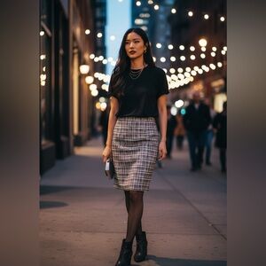 Holiday Party Preppy Office Career Tweed Straigth Skirt 4 Gray Cynthia Rowley‎